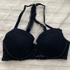 Black Lace Racerback Push-Up Bra - Women Intimates